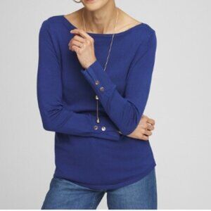 Chico's Women's Zoey Zipper Shoulder Top Size Small (Chico's 0) Long Sleeve Soft